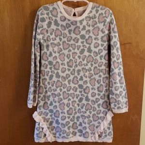 TJX pink and gray heart print sweater dress